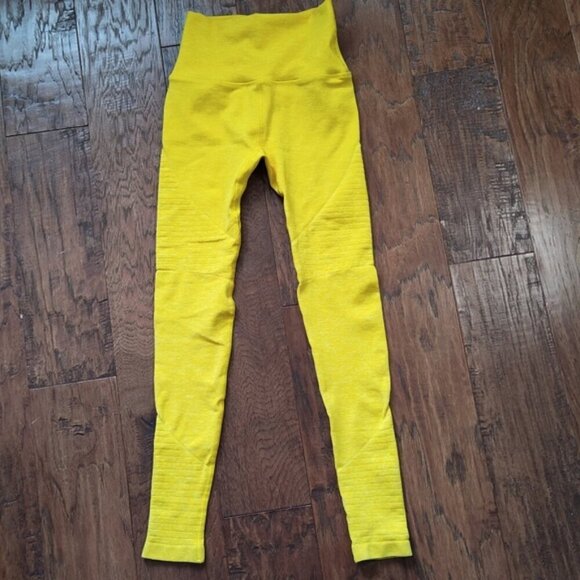 Alphalete Revival Seamless Leggings RG Golden Yellow XS NEW RG Compression - Picture 3 of 13